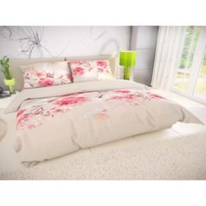 Posteľná bielizeň bavlna Tanea béžová/ružová Veľkosť: dvojlôžko 220x200cm + 2x 70x90cm