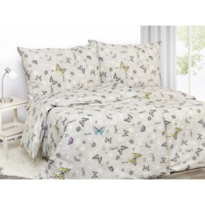 Goldea krepové posteľné obliečky - vzor 849 farební motýle na sivom 140 x 200 a 70 x 90 cm