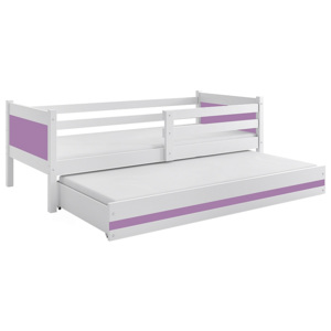 Detská posteľ BALI 2 + matrac + rošt ZADARMO, 190x80 cm, biela, fialová