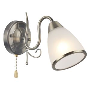 LAMPEX 447/K | Goja-LA Lampex rameno stenové svietidlo prepínač na ťah 1x E14 antická meď, opál