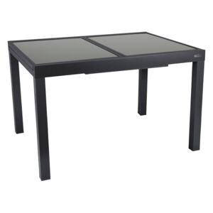FLORABEST® Rozkladací hliníkový stôl so sklenenou doskou ALU, čierny (100317960)