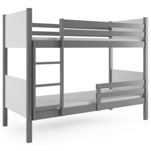Poschodová posteľ CLIR 200x90cm - Grafitová - BIELA (BEZ zásuvky)