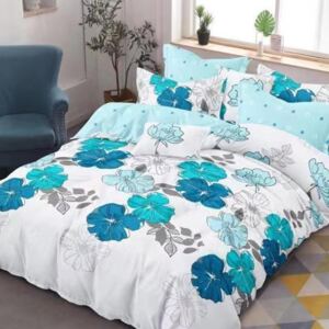 Francúzske posteľné obliečky MIMI BLUE BLOOM 200x220cm - 200 x 220 cm - 6 SET 1x prikrývka 200x220cm 2x vankúš 2x malý vankúš 1x plachta