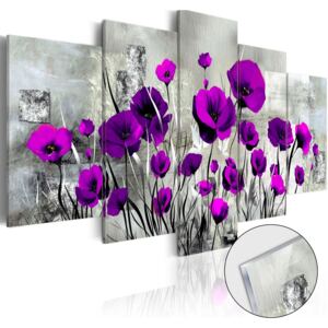 Obraz na akrylátovom skle - Meadow: Purple Poppies [Glass] 100x50