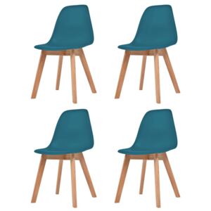 Jedálenské stoličky 4 ks, tyrkysové, plast