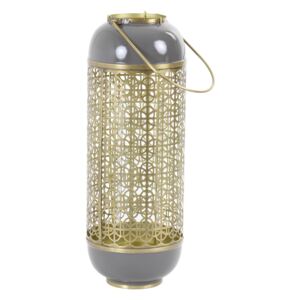 Šedo -zlatá kovová lampáš Rohit grey - Ø 16*44 cm