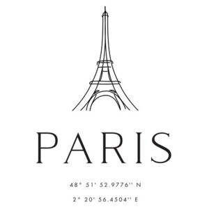 Ilustrácia Paris coordinates with Eiffel Tower, Blursbyai