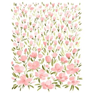Ilustrácia Field of pink watercolor flowers, Blursbyai