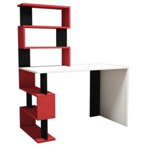 Homemania Počítačový stôl Snap 120x60x148,2 cm biely, čierny a červený