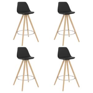 Barové stoličky 4 ks čierne PP a masívne bukové drevo
