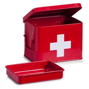 Zeller, Lekárnička - úložný box na lieky s ušami, 21,5 x 16 x 16 cm (kov, červená)