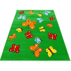 Detský kusový koberec Motýle zelený, Velikosti 100x200cm