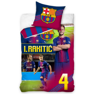 CarboTex Bavlnené obliečky FC Barcelona Rakitić, 140 x 200 cm, 70 x 80 cm