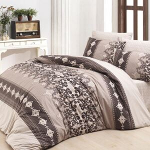 Bavlnené posteľné obliečky LAUREN hnedé štandardná dĺžka