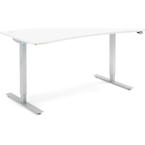 Výškovo nastaviteľný stôl Flexus, s vykrojením, 1600x800 mm, biela