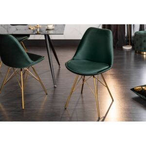 Dizajnová jedálenská stolička Sweden Retro, tmavozelená / zlatá