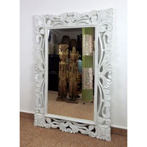 Zrkadlo MAGIC biele, exotické drevo, ručná práca, 120x80 cm