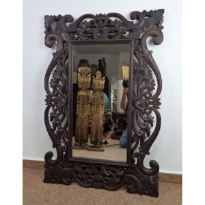 Zrkadlo ROYAL hnedá tmavá, exotické drevo, ručná práca 120x80 cm