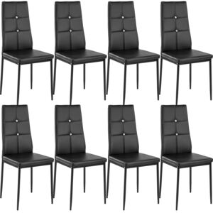 Tectake 404123 8 jedálenská stolička, ozdobné kamienky - černá