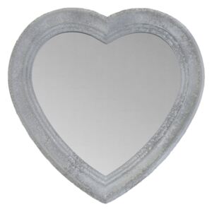 Šedé nástenné drevené zrkadlo srdce - 30 * 2 * 30 cm