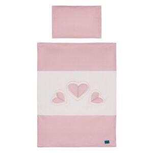 5-dielne posteľné obliečky Belisima Tri srdcia 100/135 bielo-ružové