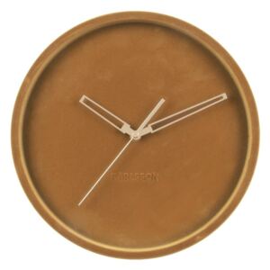 Karamelovohnedé zamatové nástenné hodiny Karlsson Lush, ø 30 cm
