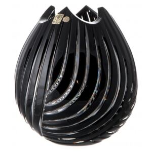Krištáľová váza Linum, farba čierna, výška 210 mm