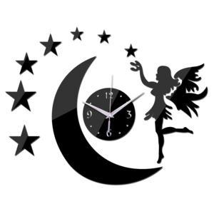 Veselá Stena Nástenné hodiny Mesiac - 2 farby Barva: Černé
