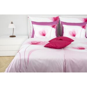 Glamonde luxusné saténové obliečky Lalia v ružovej farbe, s romantickým motívom tulipánu 140×220 cm