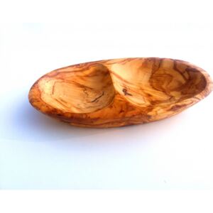Dvojitá oválna miska z olivového dreva 16cm