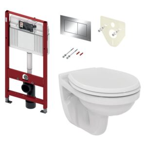 TECEPROFIL TECE set 1- Inštalačný modul s nádržkou UNI pre WC + tlačidlo chróm + úchyt + zvuková izolácia + závesné WC + WC sedátko