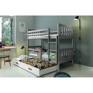 Poschodová posteľ s prístelkou CARINO 3 - 190x80cm - Grafitová - Biela