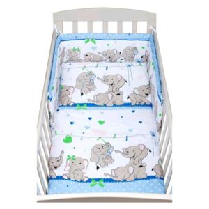 3-dielne posteľné obliečky New Baby 100/135 cm modré so sloníky