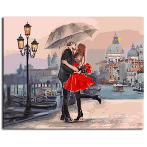 Namaluj si obraz "Zamilovaný pár s dáždnikom" 40x50cm