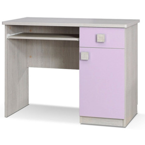 Písací stôl SPARTAN, 76x100x50 cm, dub santana/fialová