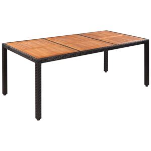 Záhradný stôl 190x90x75 cm, polyratan a akáciový masív
