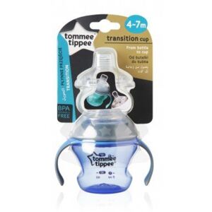 Tommee Tippee Prechodový hrnček Transition Cup sa cumlíkom a stredným prietokom modrý