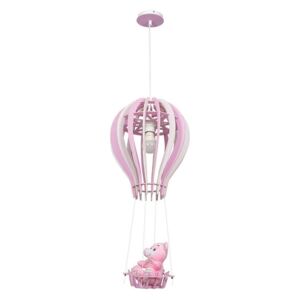 Závesná lampa Balonik s medvedíkom v košíku ružová