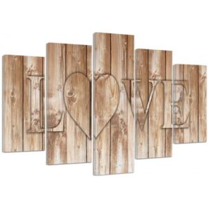 CARO Obraz na plátne - Love On Brown Boards 100x70 cm