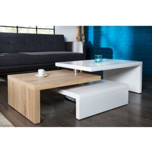 Konferenčný stôl 37017 80/130x60cm Biely/sonoma-Komfort-nábytok