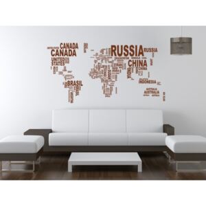 Samolepky na stenu - Mapa sveta zo slov - 120 x 235 cm - 245