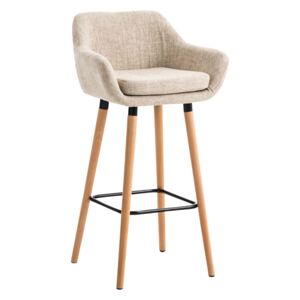 Barová stolička Grant ~ látka, drevené nohy natura