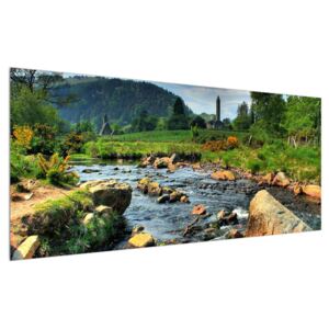 Obraz horskej krajiny s riekou (120x50 cm)