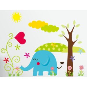 ZooYoo detská nálepka na stenu modrý slon zvitok 45 x 30 cm