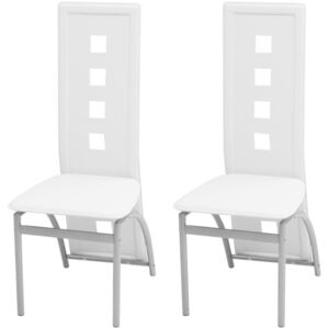 Jedálenské stoličky 2 ks, biele, umelá koža