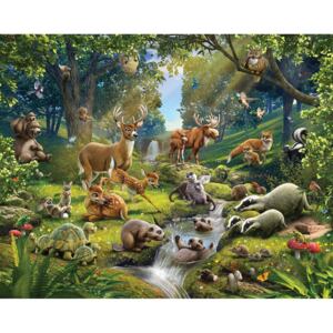 3D tapeta pre deti Walltastic - Zvieratká z lesa 305 x 244 cm