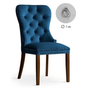OVN stolička MADAMME modrá/ orech masív BL 86