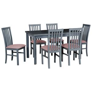 Rozkladací stôl so 6 stoličkami - AL30, Morenie: biela - L, Poťahové látky: 10 - Inari 91
