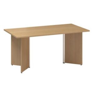 Konferenčný stôl Alfa 490 so sivým podnožím, 160 x 80 x 73,5 cm, dezén buk