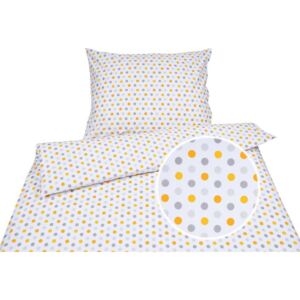 Goldea bavlnené posteľné obliečky - vzor 532 žlté a šedé bodky 140 x 200 a 70 x 90 cm